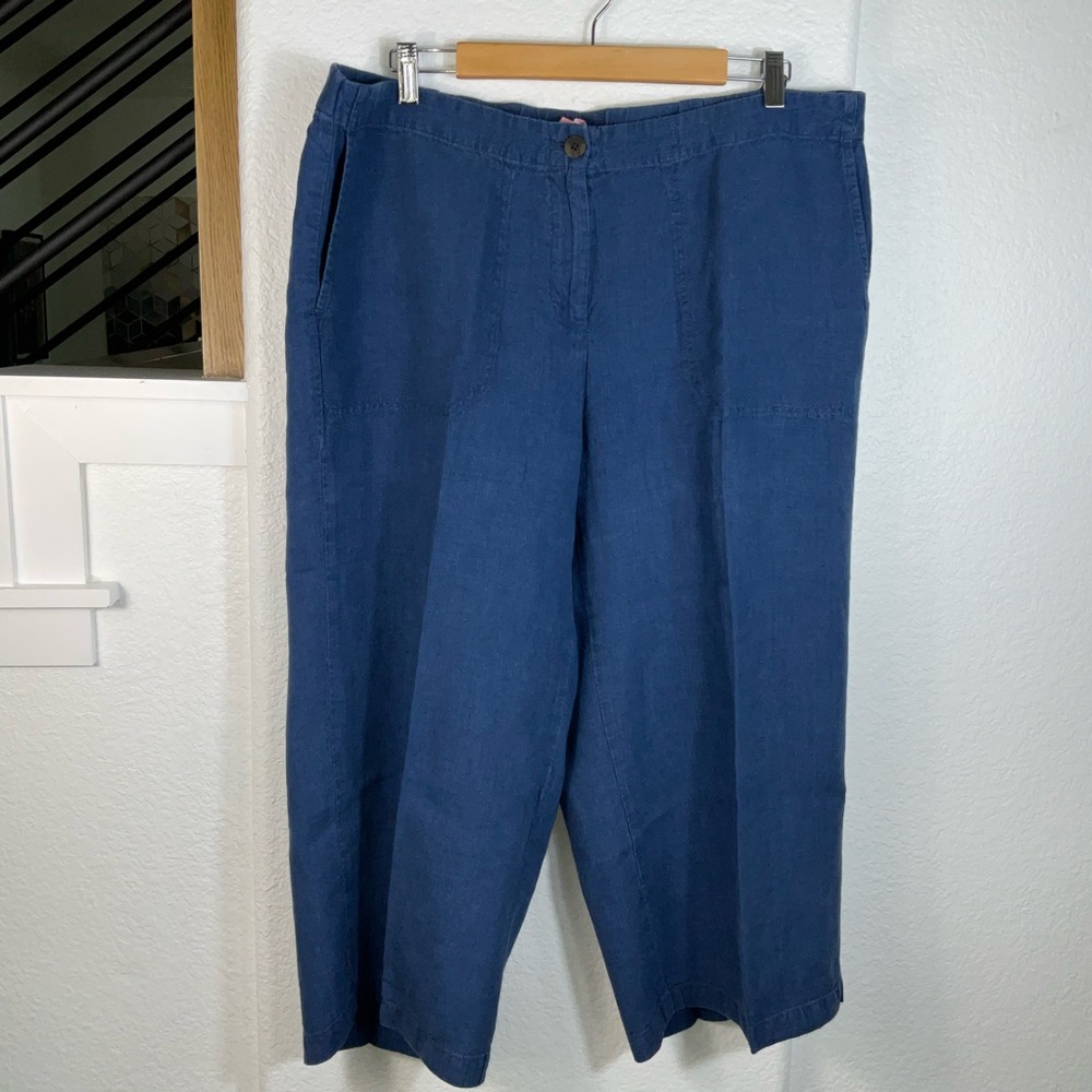 J. Jill Love Linen Blue Cropped Pants, Perfect for Summer!
